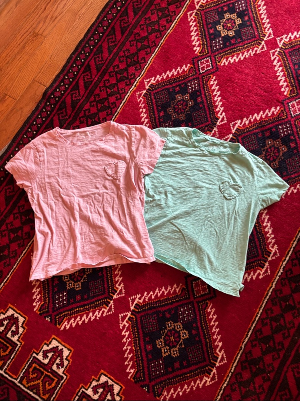 Crewcuts Factoy 2 Kids Short-Sleeve Heart Pocket Tee - Pink and Mint